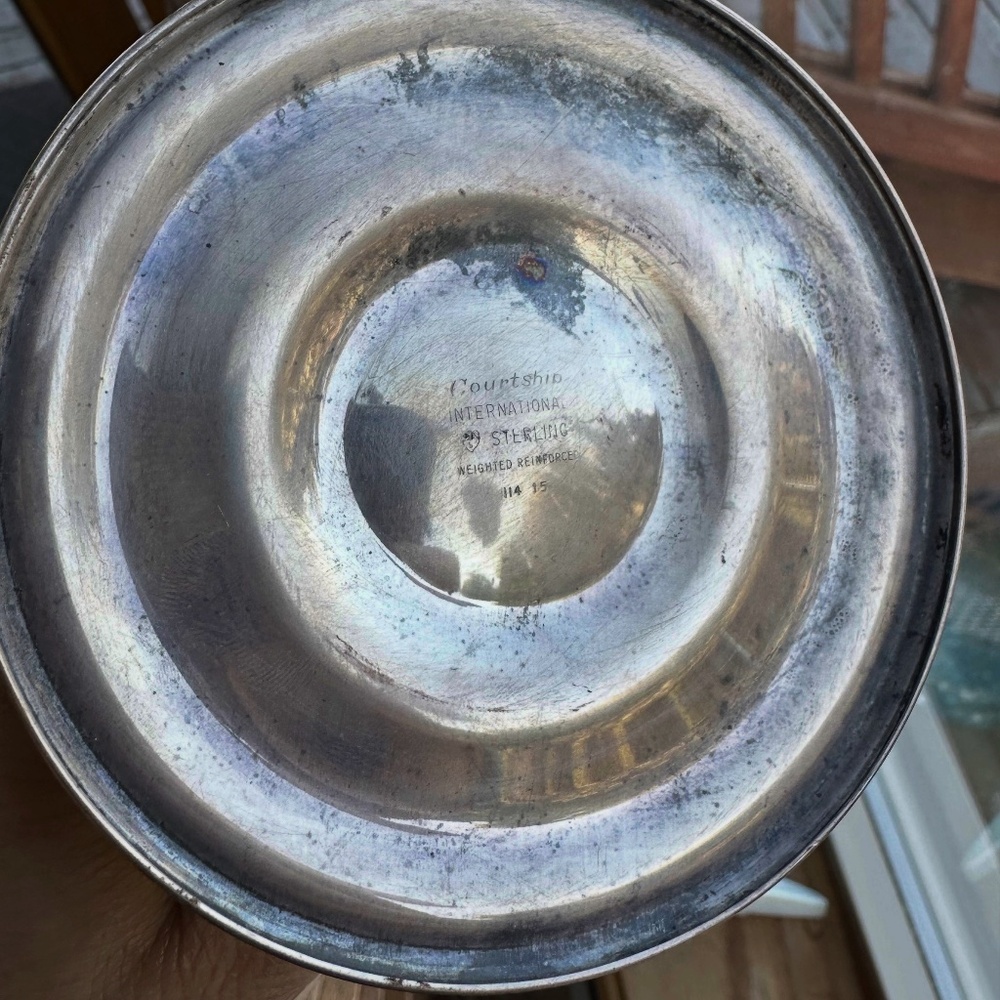 Antique Pair of Courtship Weighted Sterling Candlesticks